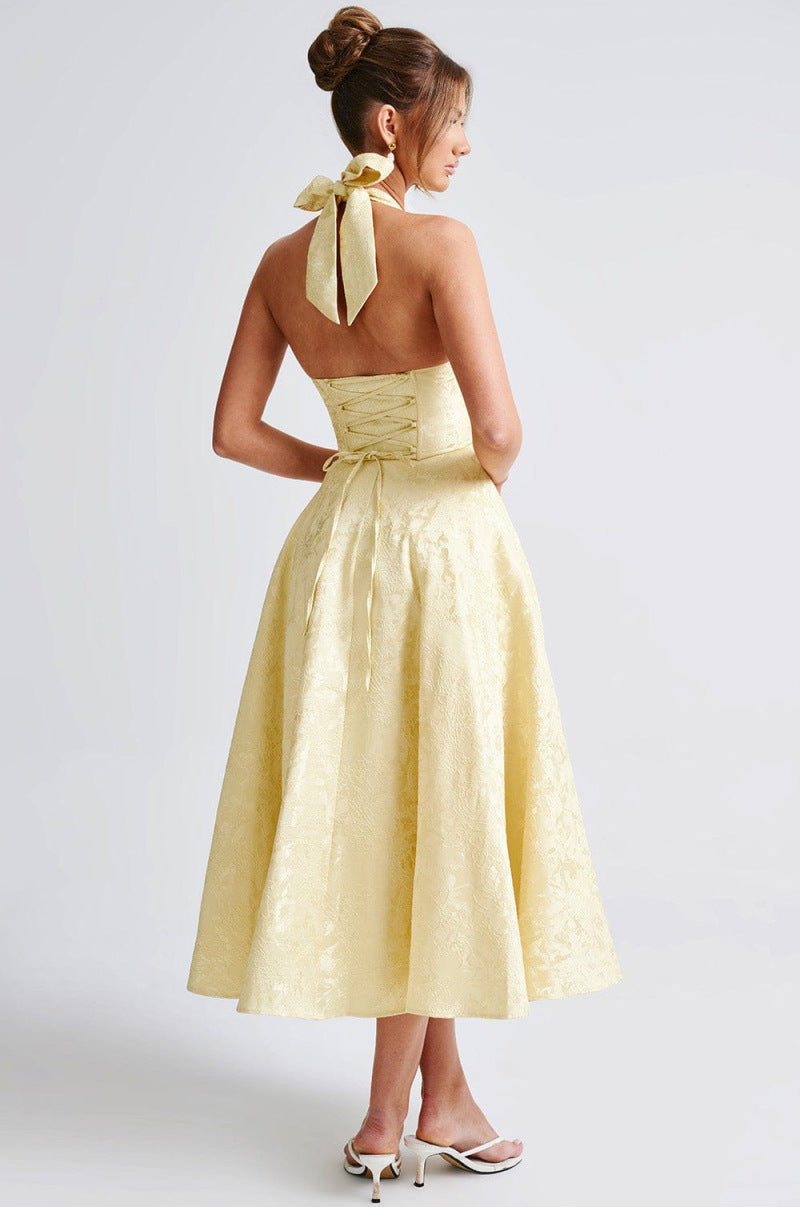 Maya™ | Elegantes Midikleid in Zitronengelb