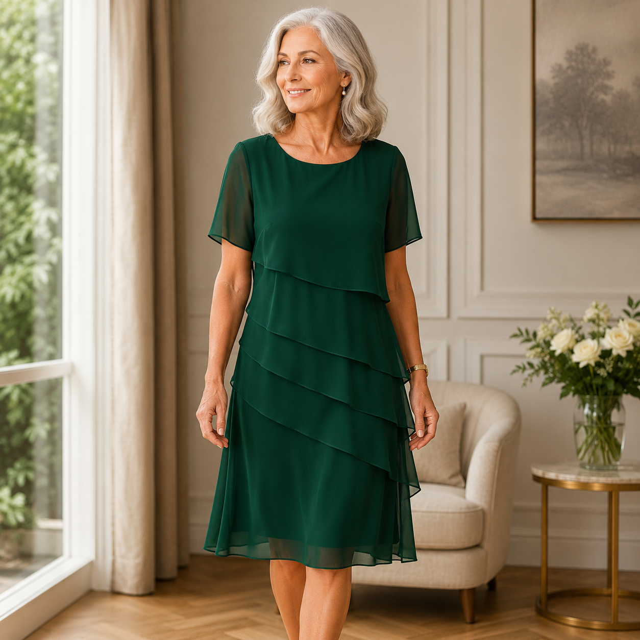 Linda | Elegantes Komfort-Rüschenkleid