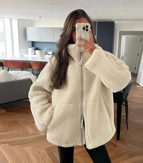 Theresa | Oversize-Teddyjacke mit Stehkragen