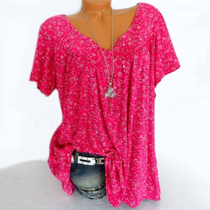 Léa – Blumen V-Ausschnitt Shirt