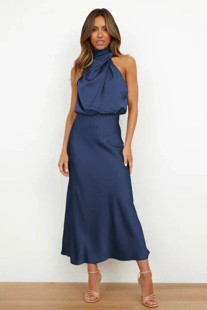 Laura | Stehkragen Halterkleid ohne Ärmel