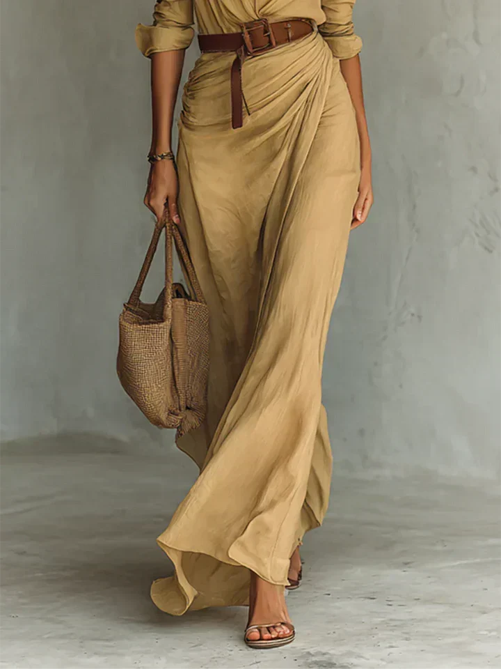 Una | Maxikleid mit Revers in Wickeloptik