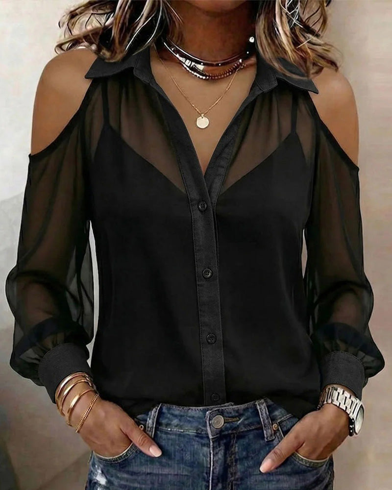Zweiteiliges Set mit transparentem schulterfreiem Shirt und Camisole