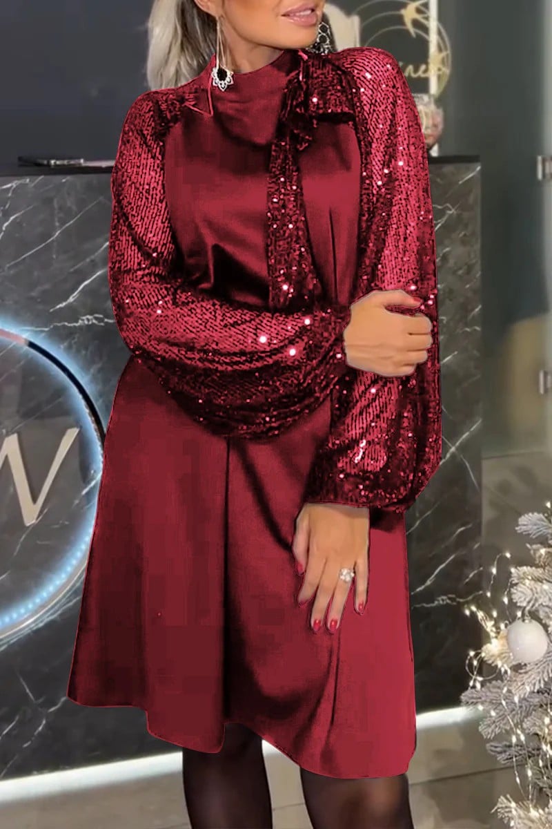 Lora | Samt-Kleid mit Puffärmeln