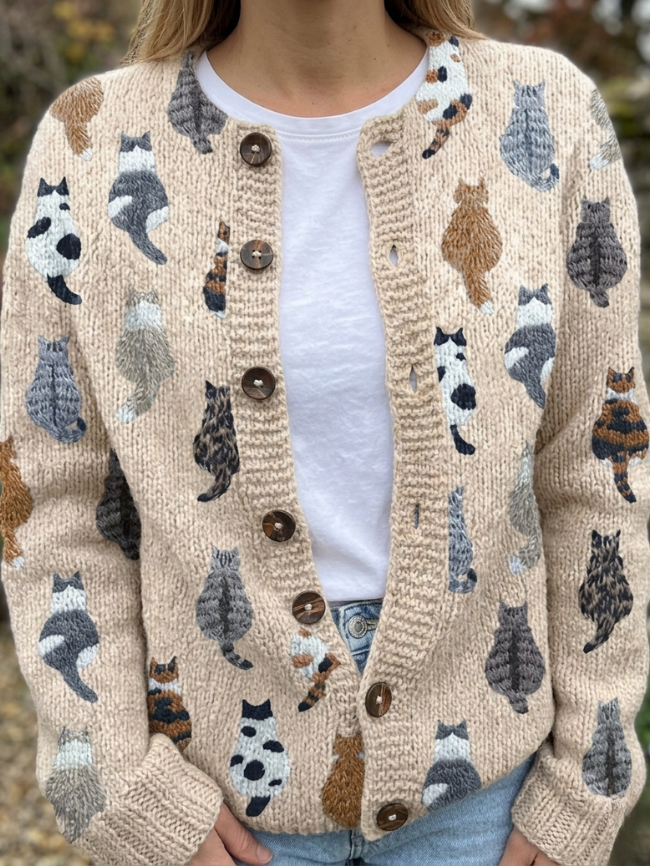 Charlotte™ | Gemütlicher Cardigan mit Katzenprint