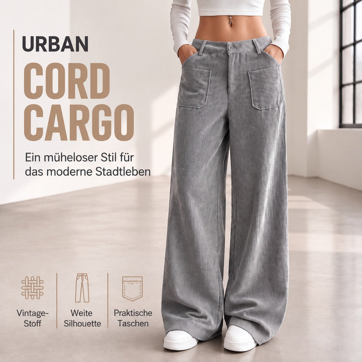 Sophie – Weite Cordhose mit Taschen