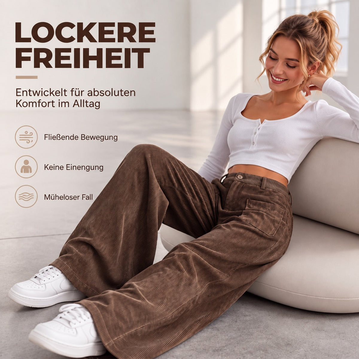 Sophie – Weite Cordhose mit Taschen