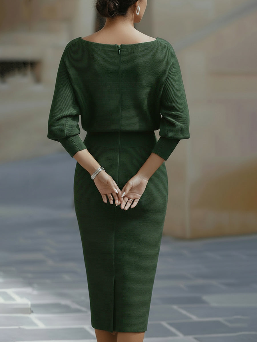 Amalia | Drapiertes Midi-Bleistiftkleid
