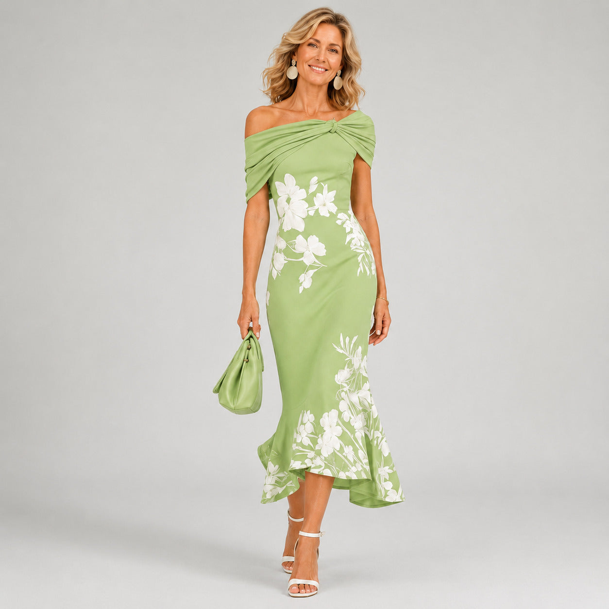 Althea™ | Florales, figurbetontes Midikleid