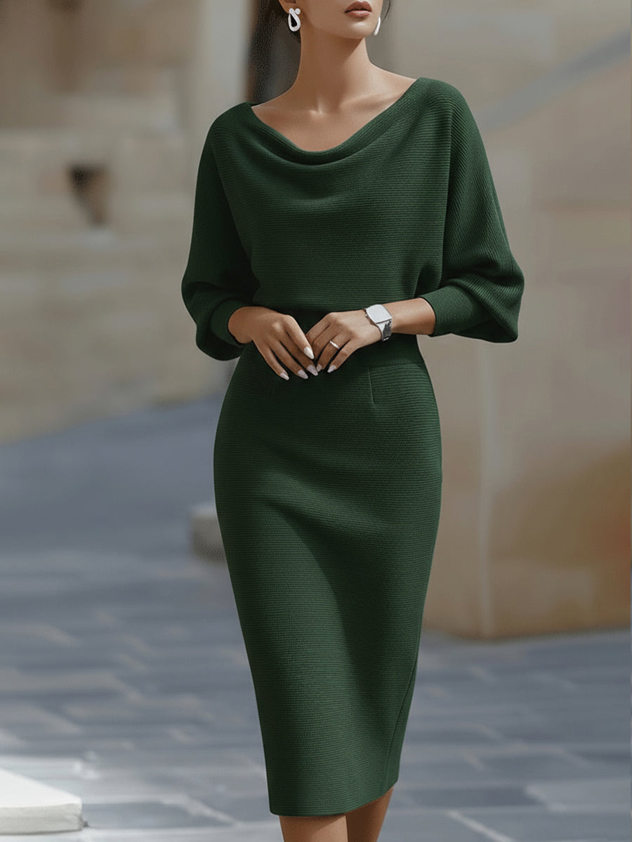 Amalia | Drapiertes Midi-Bleistiftkleid