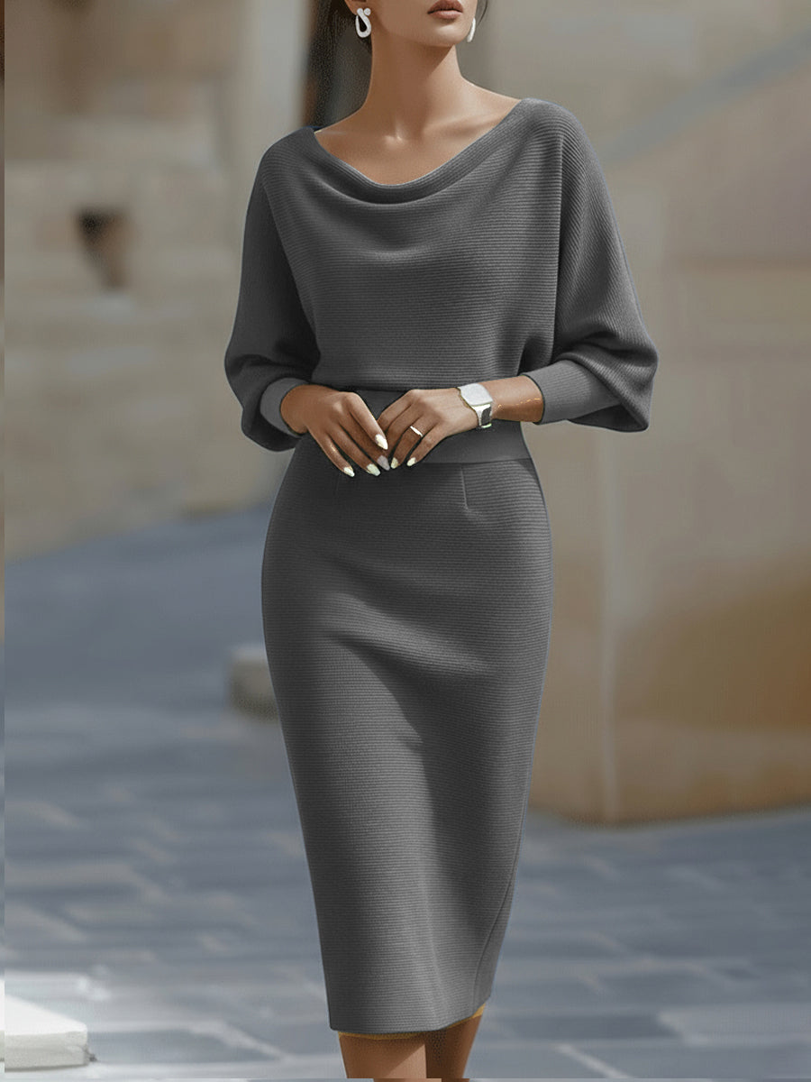 Amalia | Drapiertes Midi-Bleistiftkleid