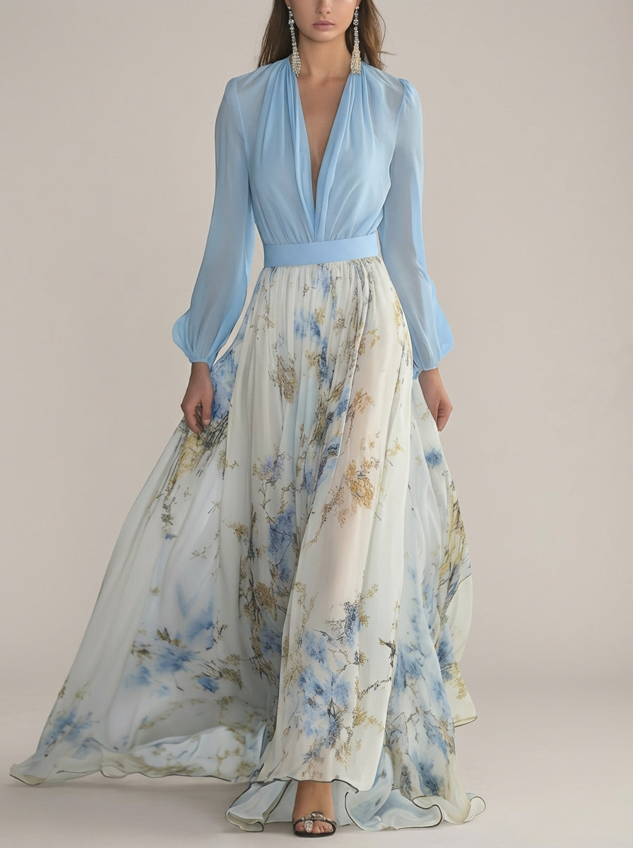 Cecelia | Maxikleid aus Chiffon mit Blumenmuster