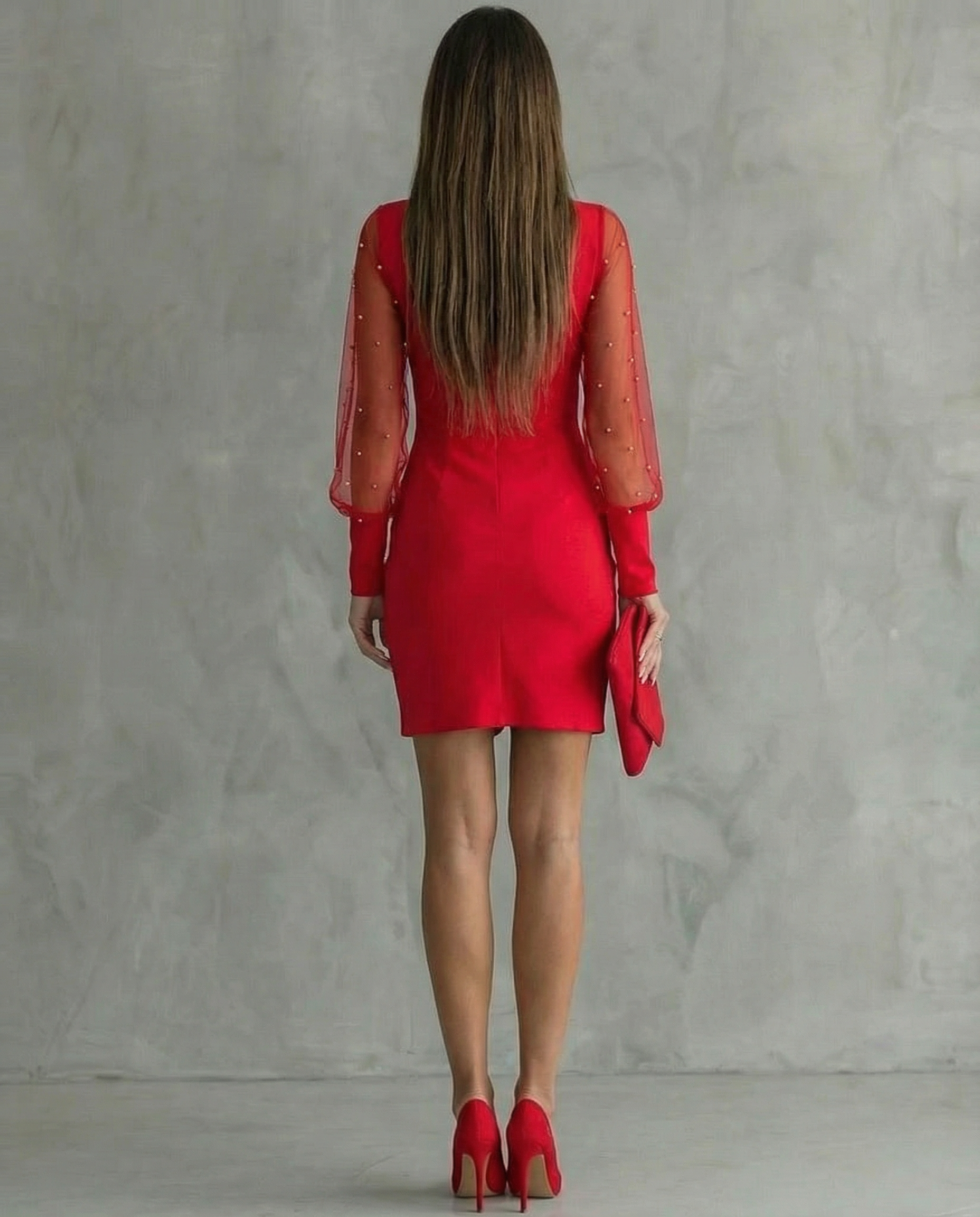 Ava™ | Schulterfreies Kleid mit langen Ärmeln