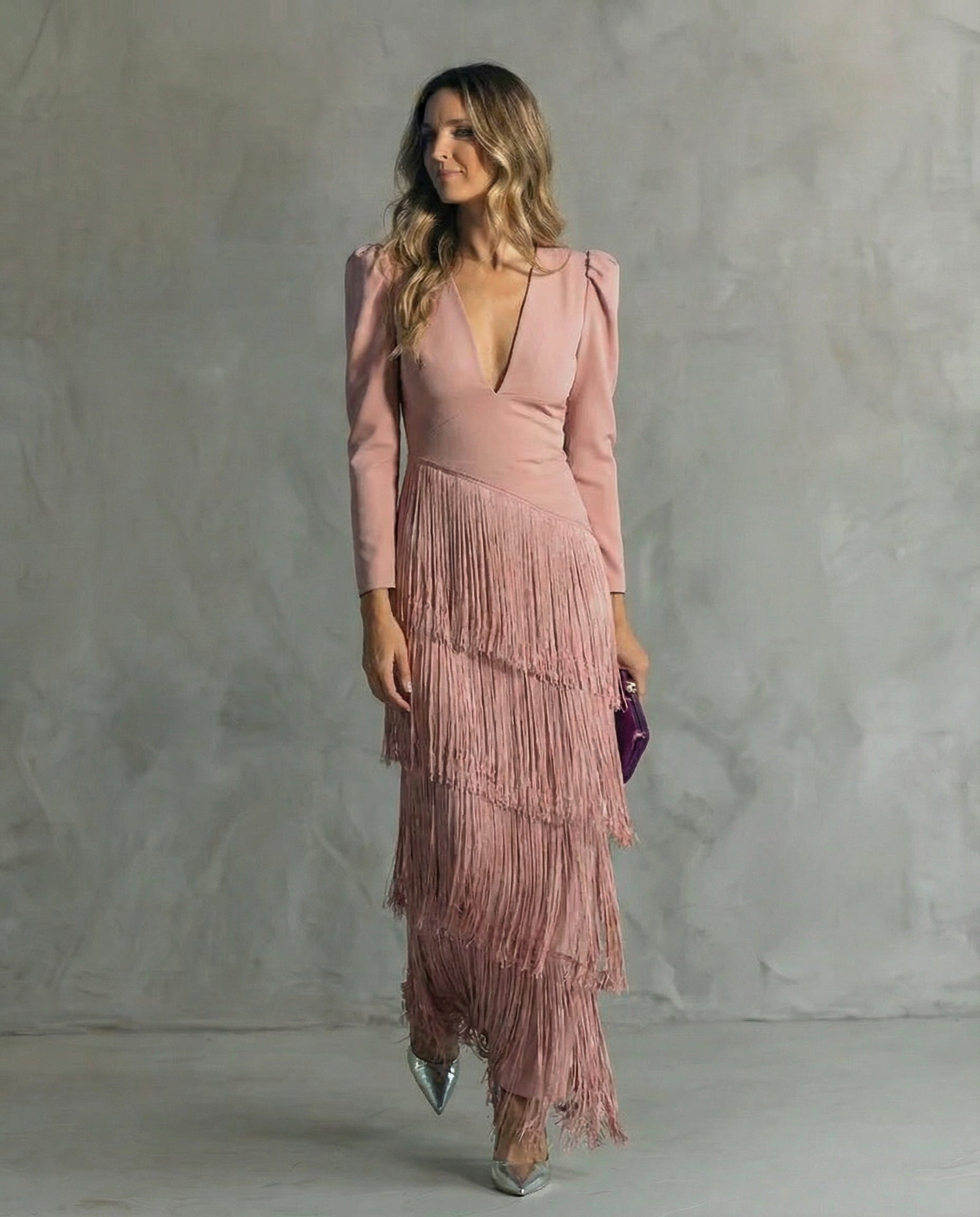 Chloe™ | Elegantes Kleid mit Fransenärmeln
