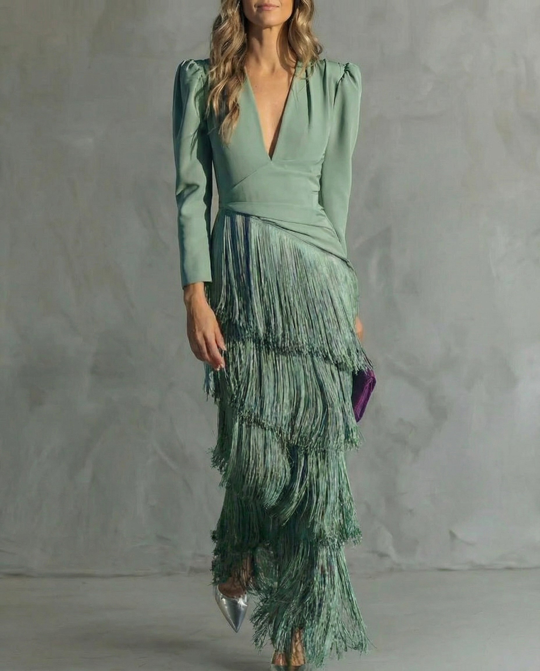 Chloe™ | Elegantes Kleid mit Fransenärmeln