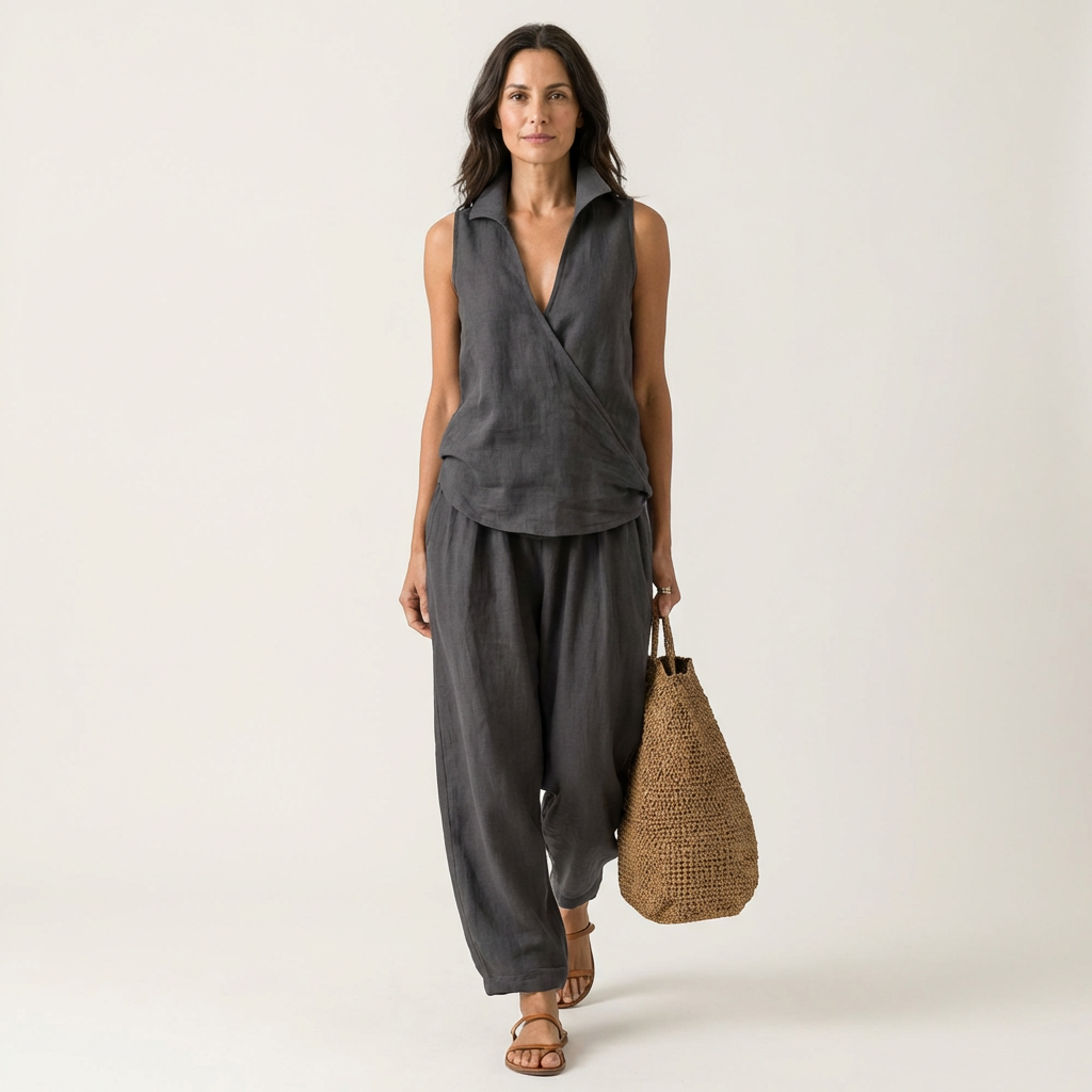 Twiila | Set aus Wickeloberteil und Hose mit weitem Bein