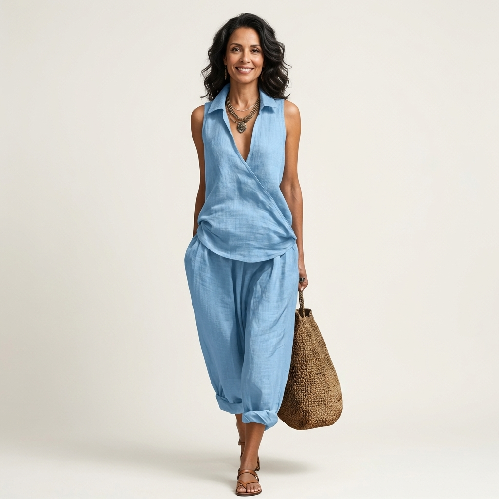 Twiila | Set aus Wickeloberteil und Hose mit weitem Bein