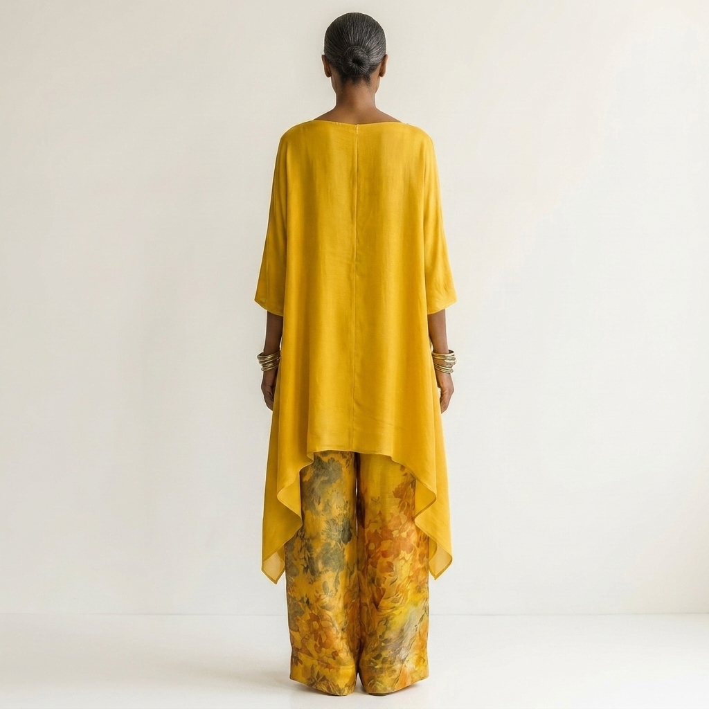Cariola | Zweiteiliges Set aus Baumwoll-Seiden-Mischung mit asymmetrischer Tunika