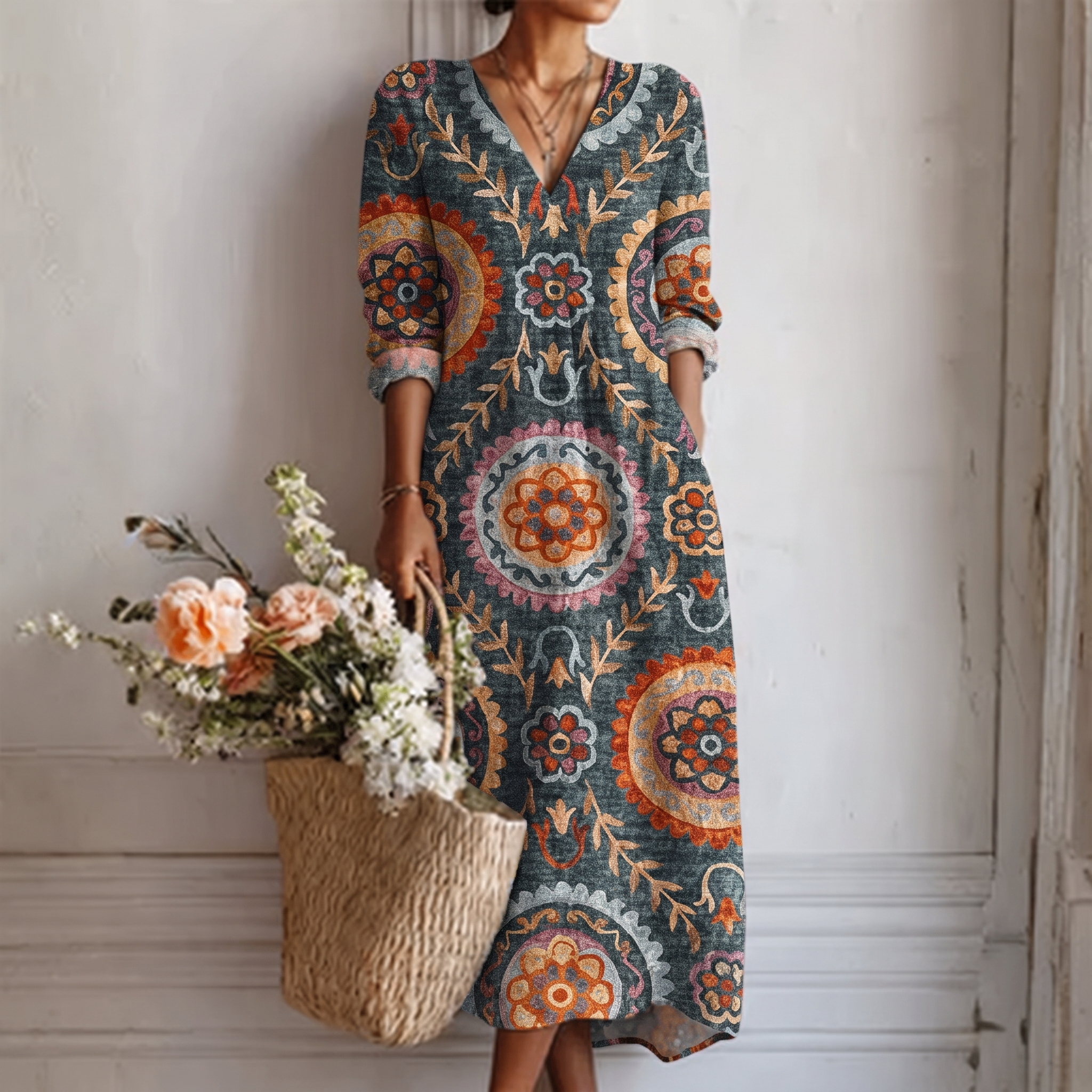 Elia™ | Geometrisches Midi-Kleid
