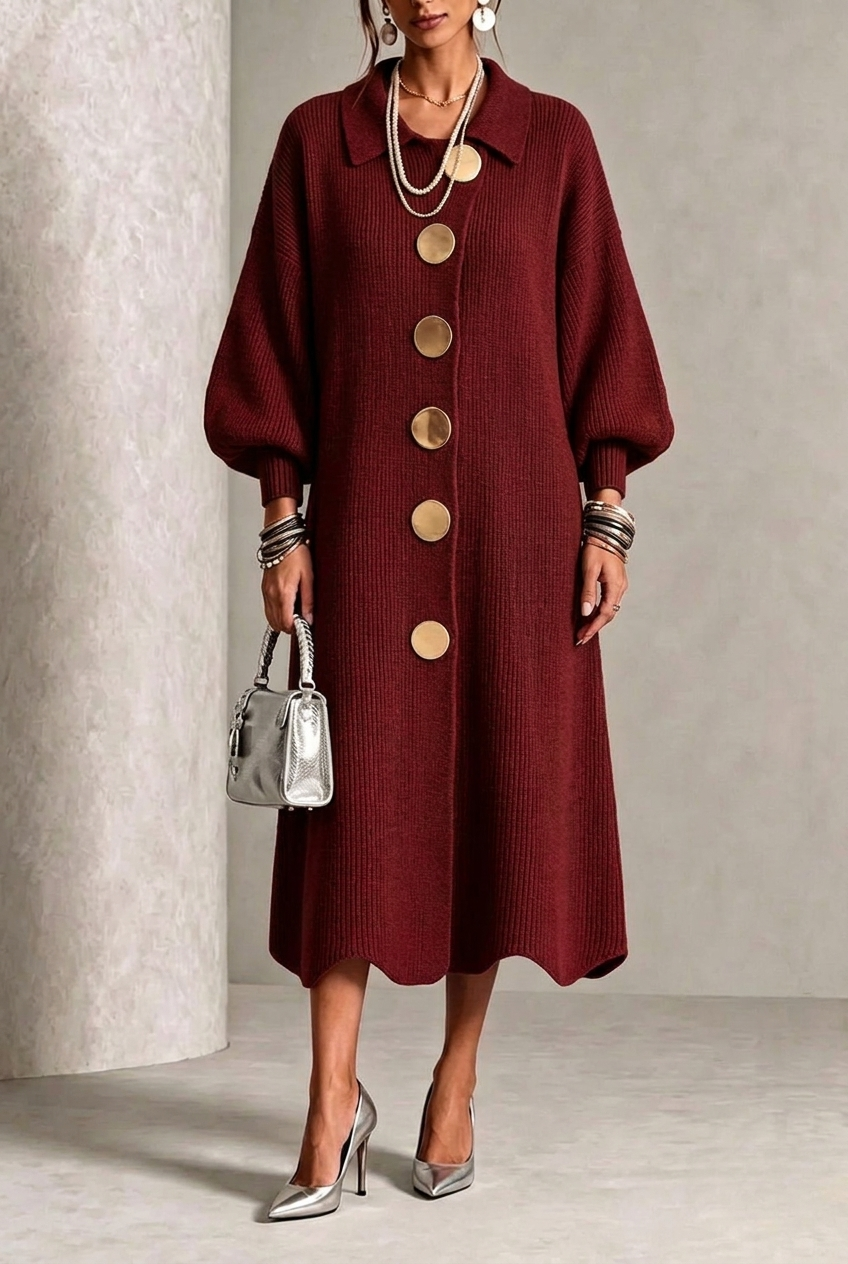 Sienna | Langärmeliges Hemdblusenkleid mit Knöpfen