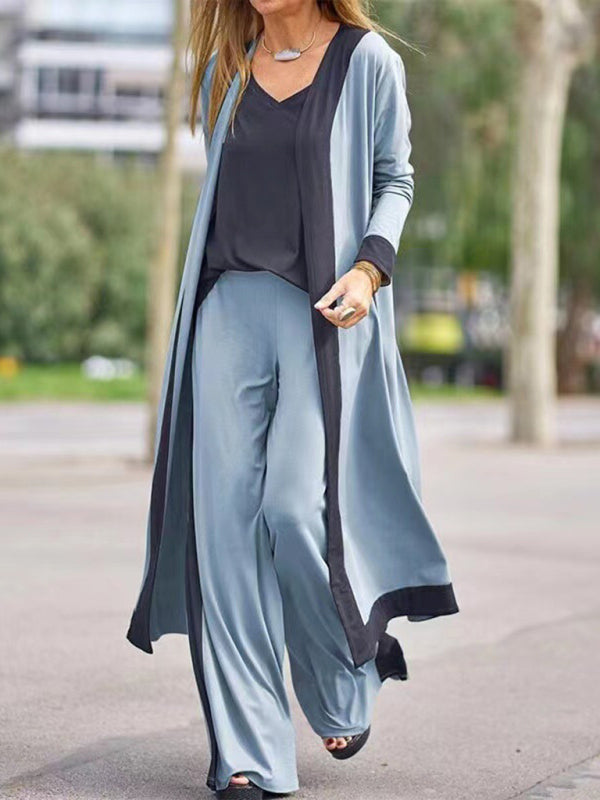 Set aus Hose und ärmelloser Strickjacke in kontrastierender Farbe