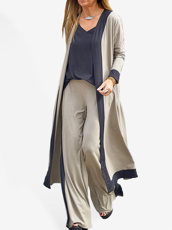 Set aus Hose und ärmelloser Strickjacke in kontrastierender Farbe
