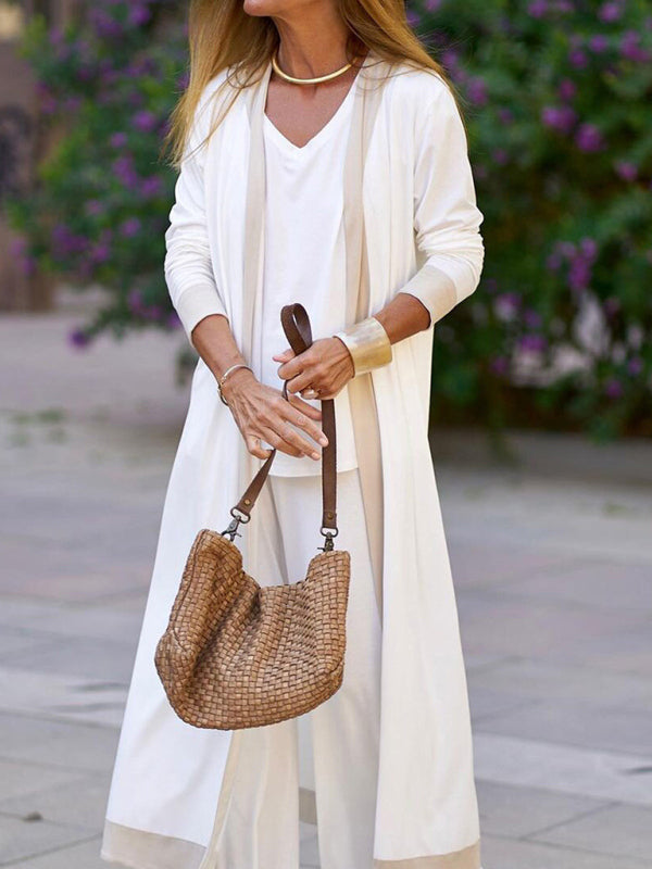 Set aus Hose und ärmelloser Strickjacke in kontrastierender Farbe