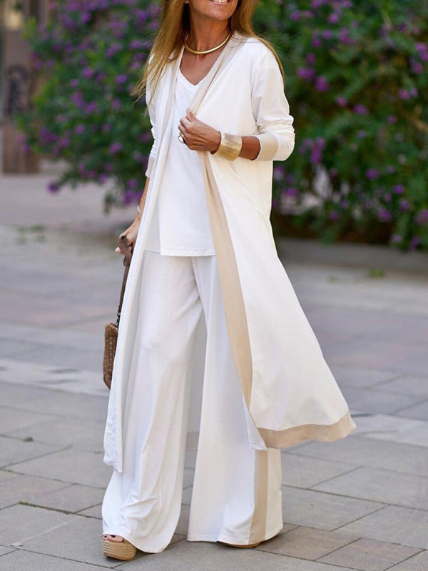 Set aus Hose und ärmelloser Strickjacke in kontrastierender Farbe