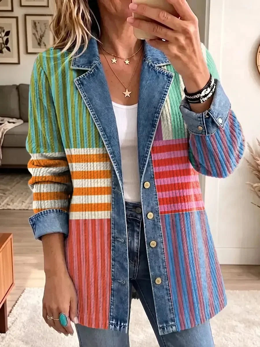 Harper | Retro-Jacke mit kunstvollem geometrischem Muster