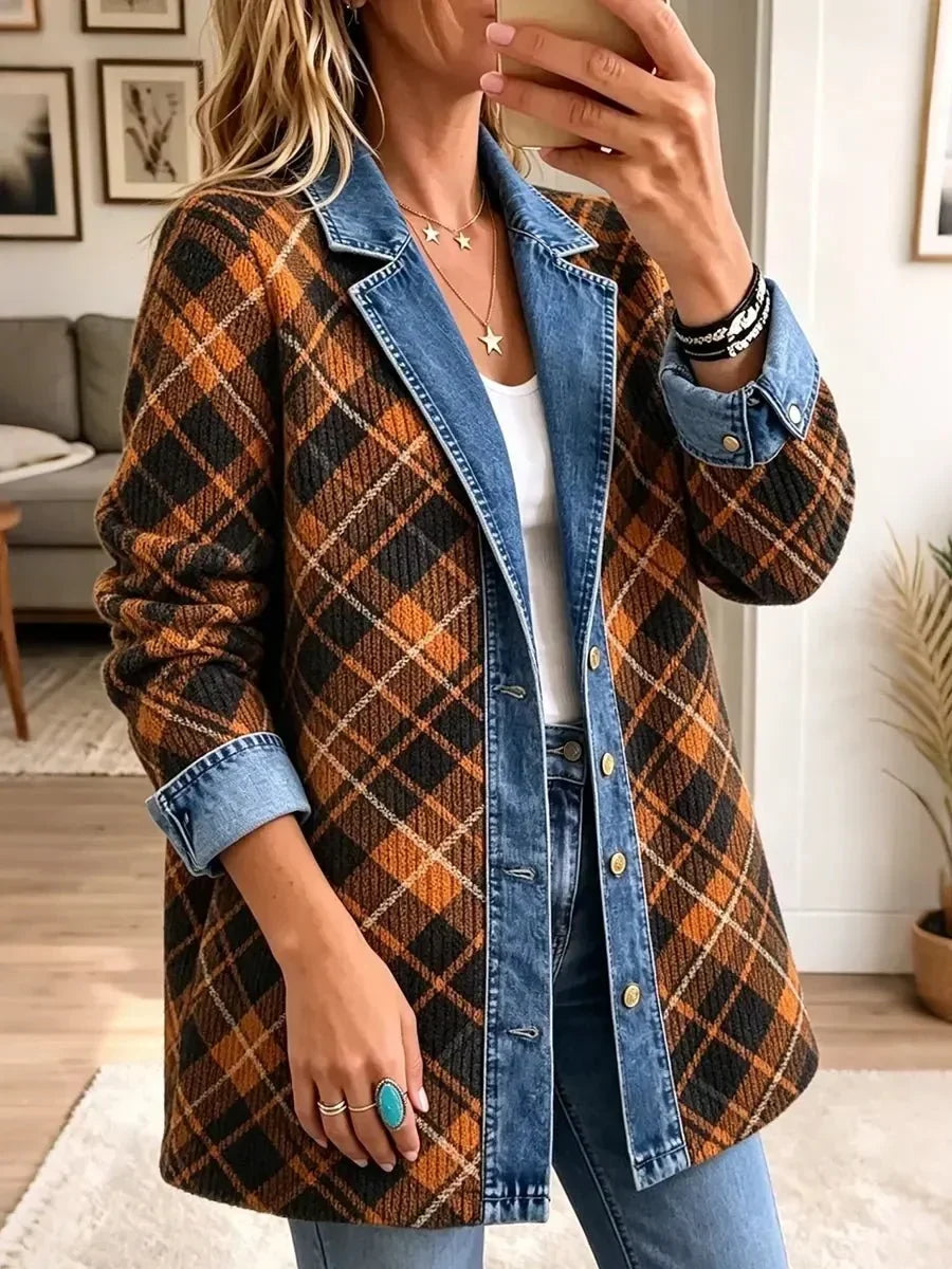 Camila | Vintage Denimjacke mit Blockprint