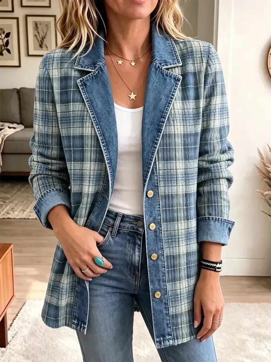 Sofia | Stilvolle lässige Retro-Denimjacke mit kunstvollem Muster