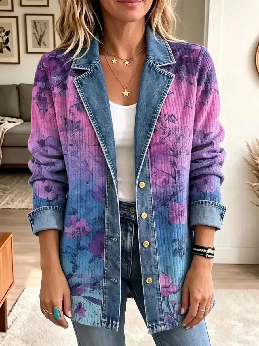 Evelyn | Stilvolle Retro-Jacke mit kunstvollem Blumenmuster