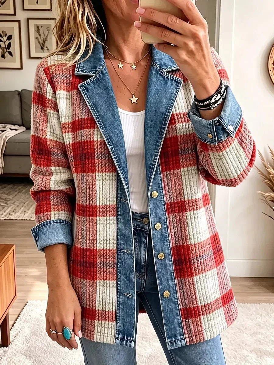 Scarlett | Vintage elegante Denim-Patchwork-Jacke