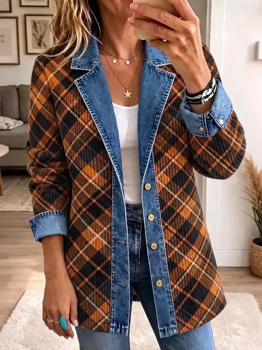 Camila | Vintage Denimjacke mit Blockprint