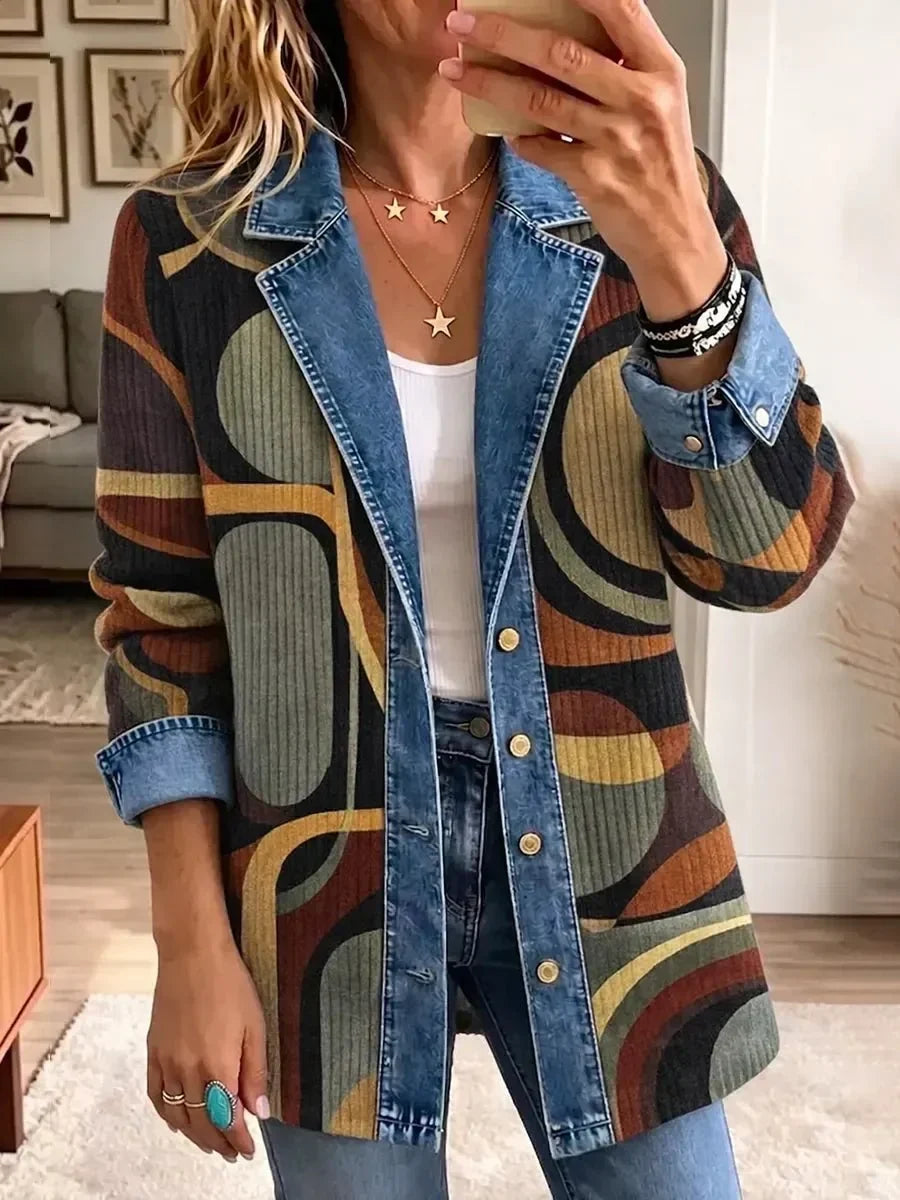 Avery | Vintage Denimjacke mit abstraktem Muster