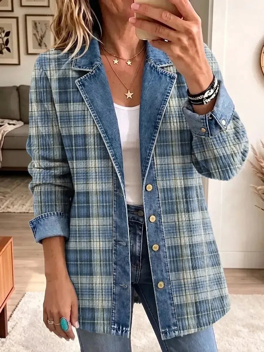 Sofia | Stilvolle lässige Retro-Denimjacke mit kunstvollem Muster