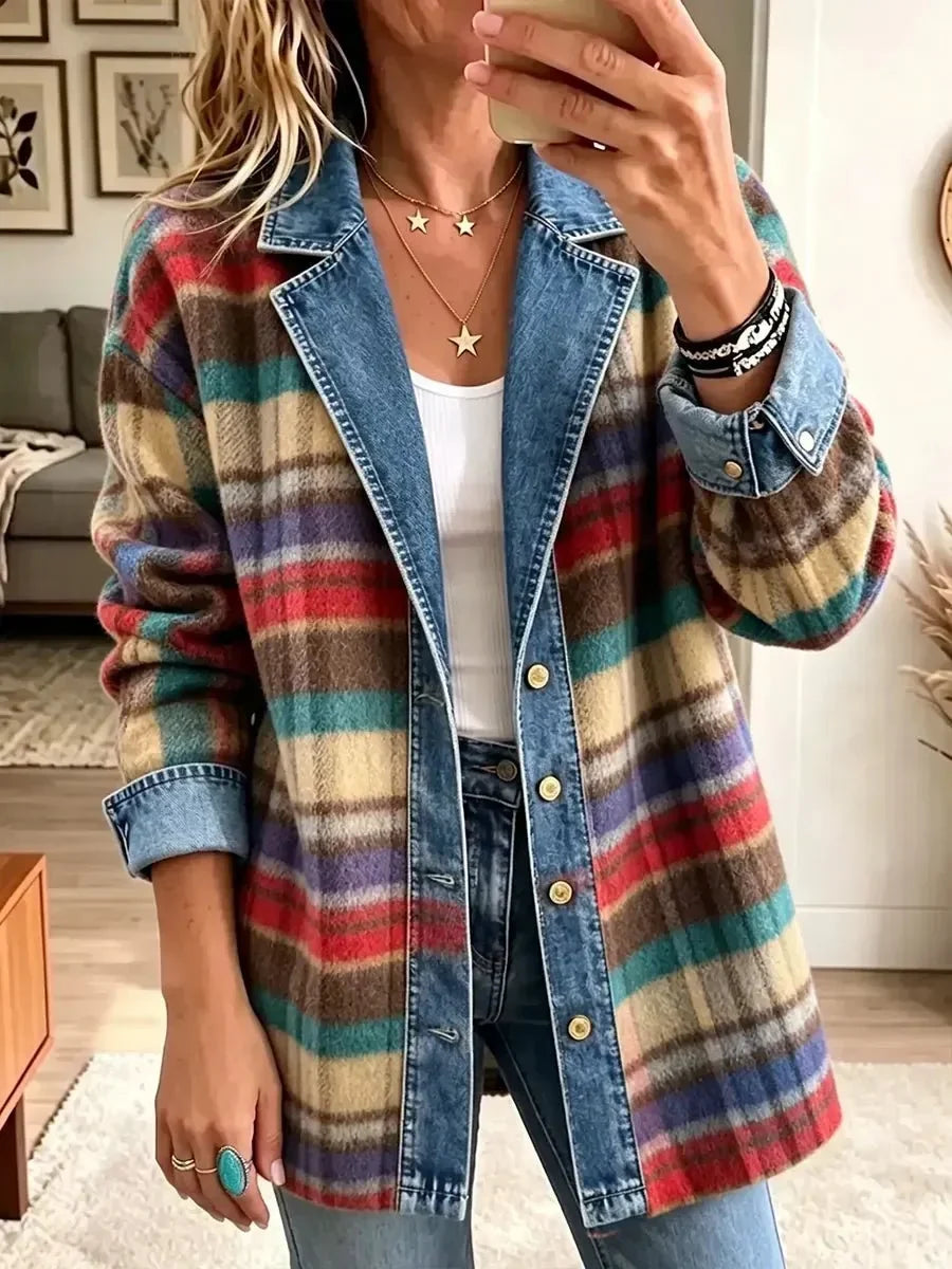 Charlotte | Vintage Denim-Patchwork-Jacke für Damen