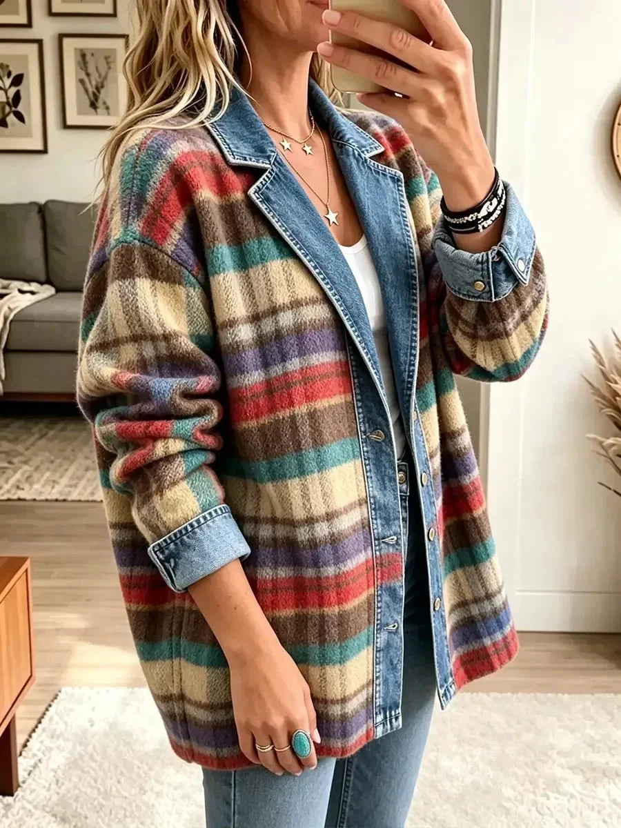 Charlotte | Vintage Denim-Patchwork-Jacke für Damen