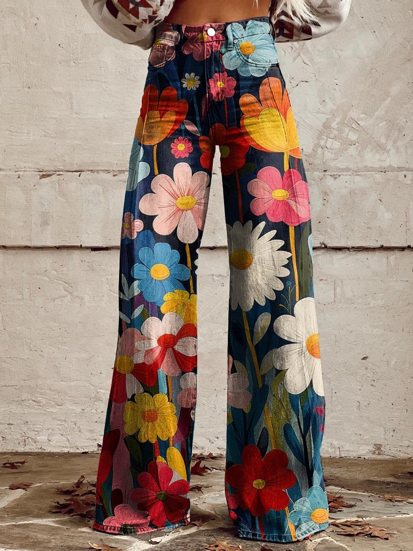 Léna - Weite Hose mit Blumenmuster