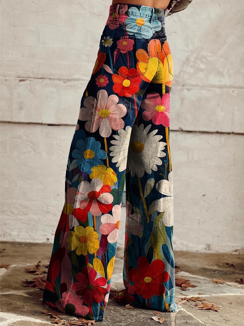 Léna - Weite Hose mit Blumenmuster