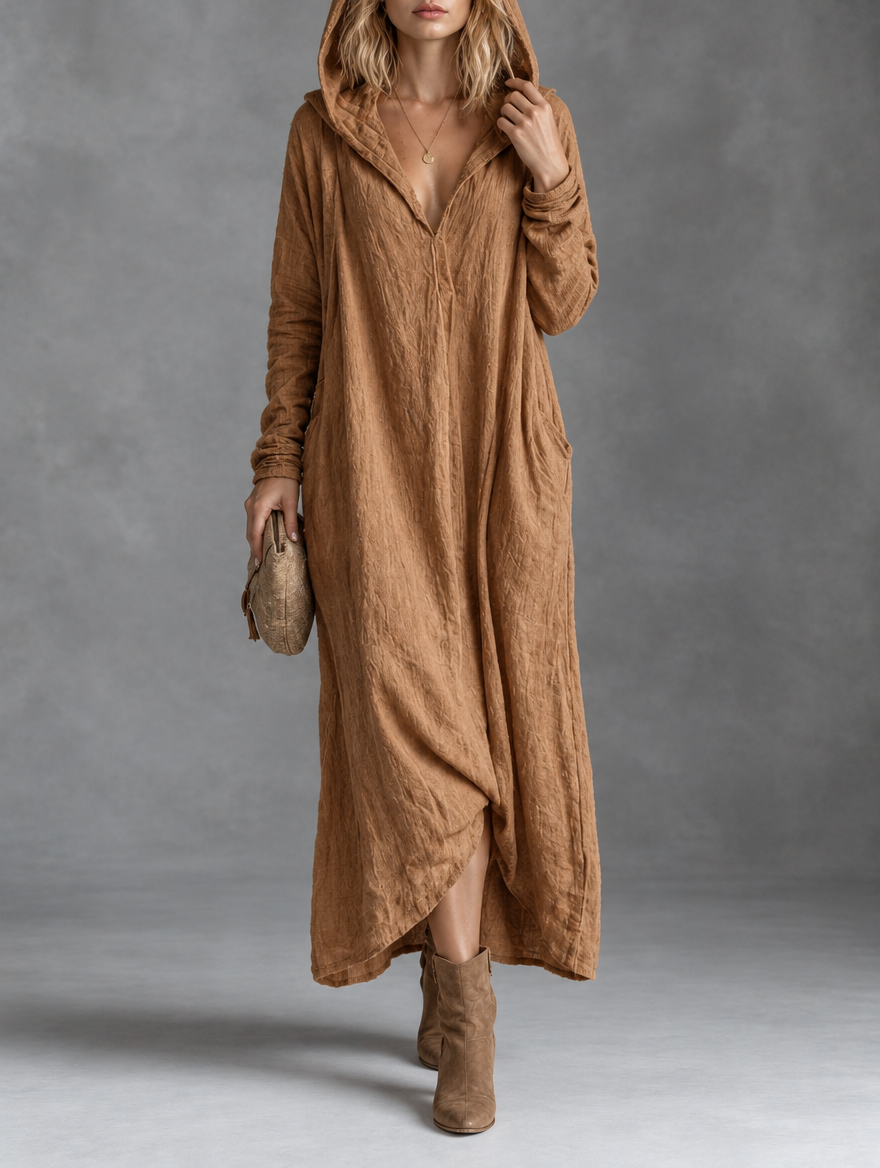 Karina – Fließendes Maxikleid mit Kapuze