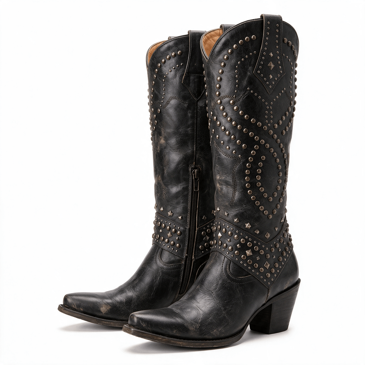 Elena – Kniehohe Stiefel mit Nieten