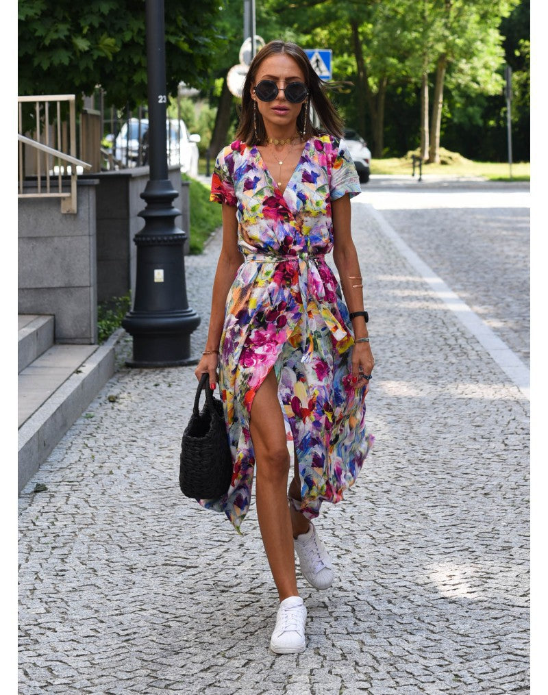 Talia™ | Stilvolles Blumenkleid mit V-Ausschnitt