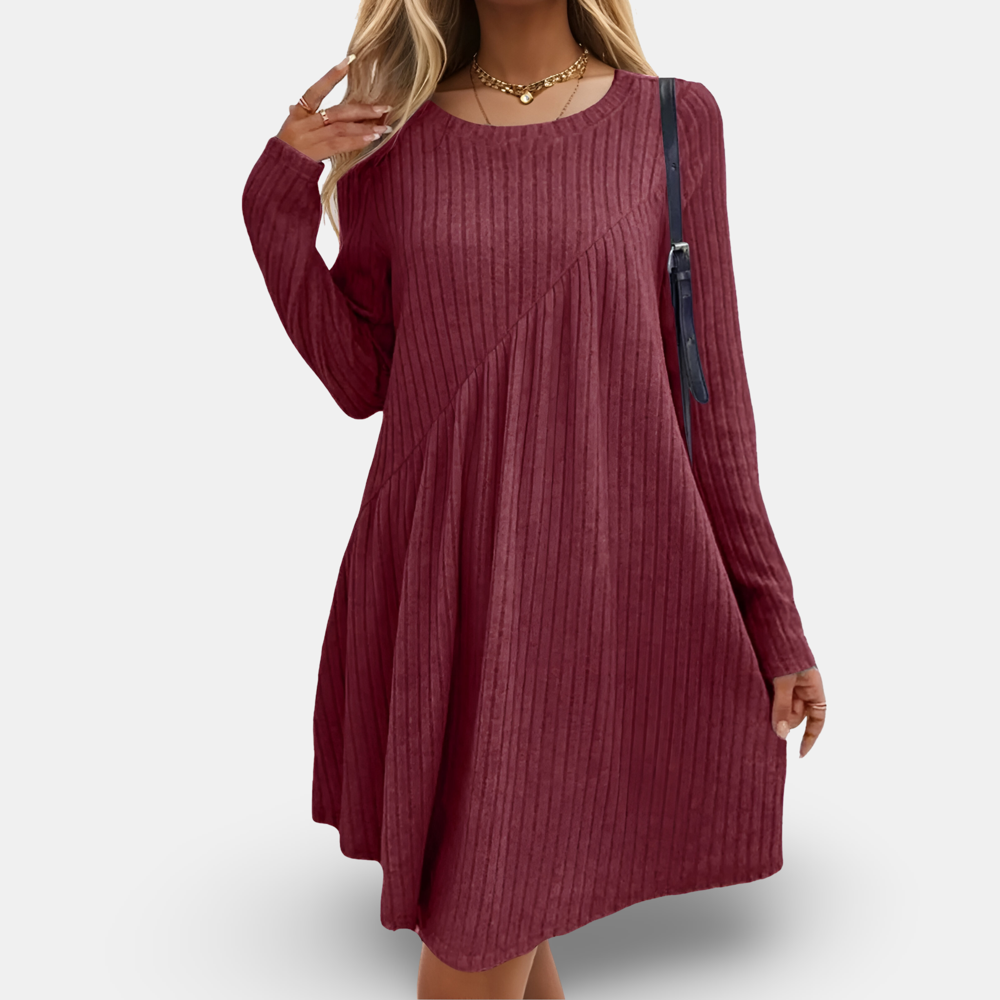 Clarita | Weiches & Cequemes Kleid mit langen Ärmeln