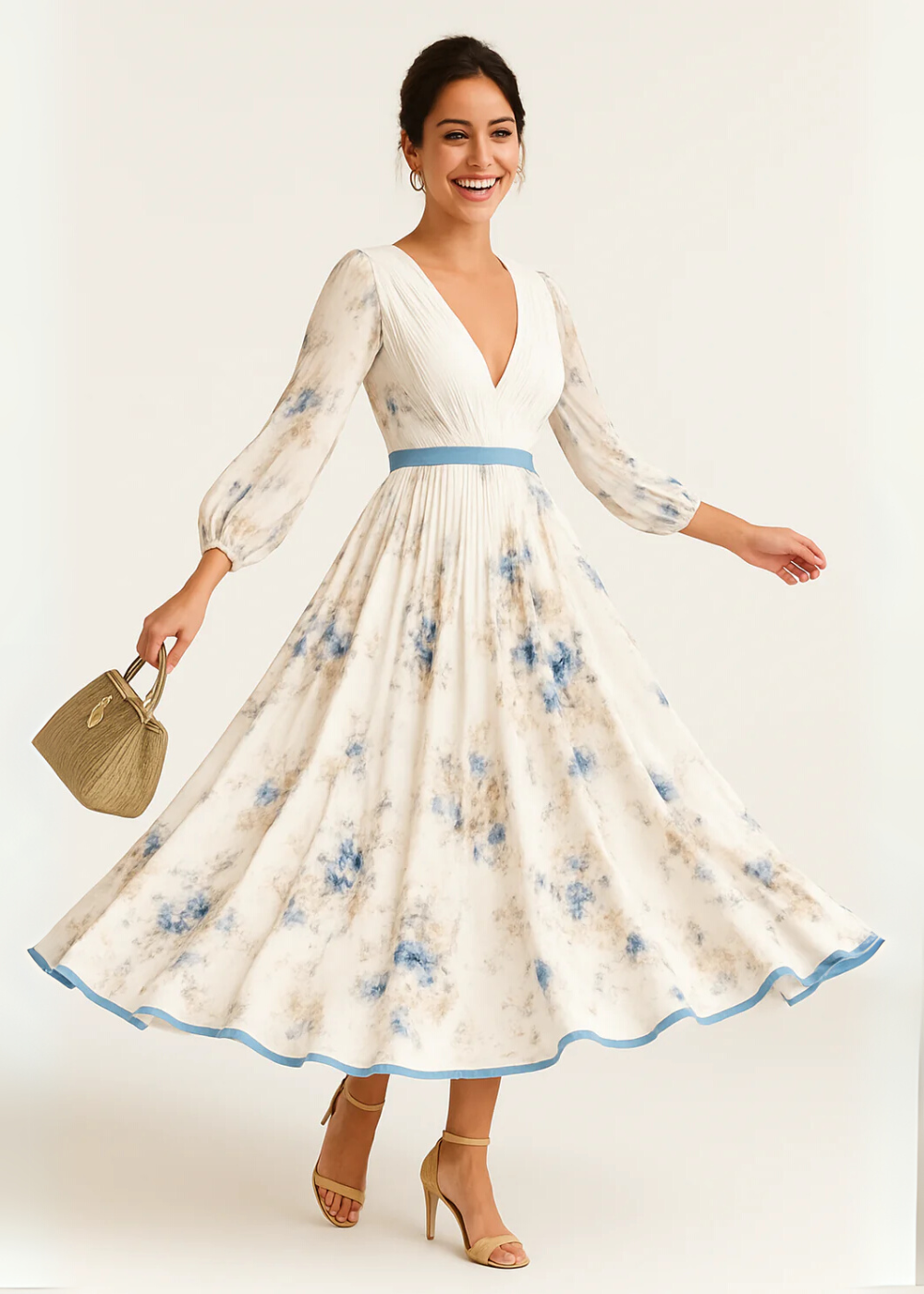 Paz™ | Florales plissiertes Maxikleid Zeitlos