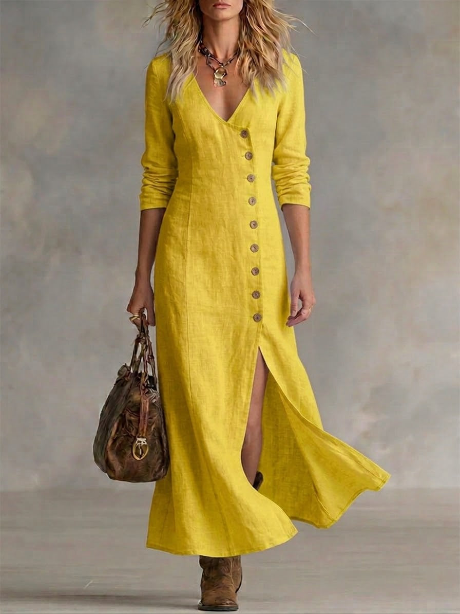 Doris™ – Maxi-Kleid mit durchgehender Knopfleiste