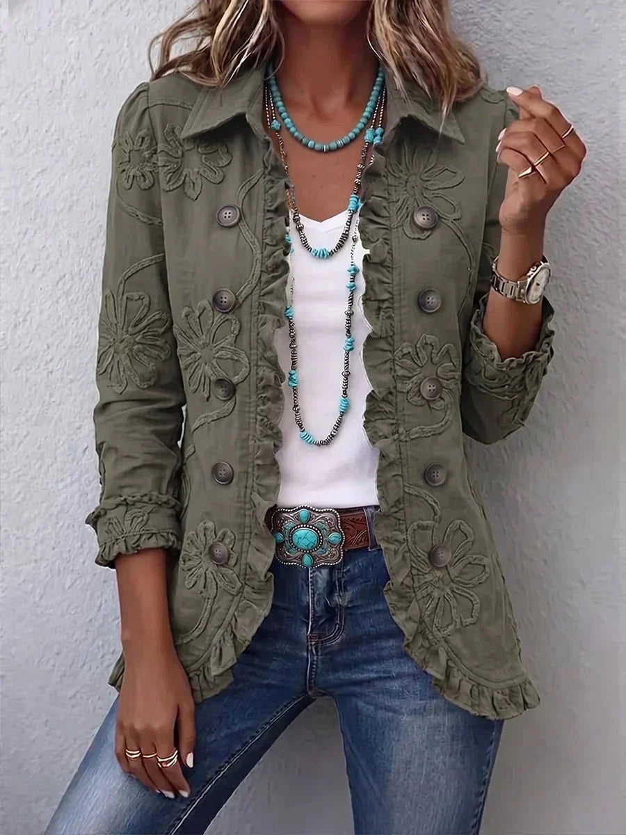 Kamberly | Boho-Chic-Jacke mit floraler Stickerei
