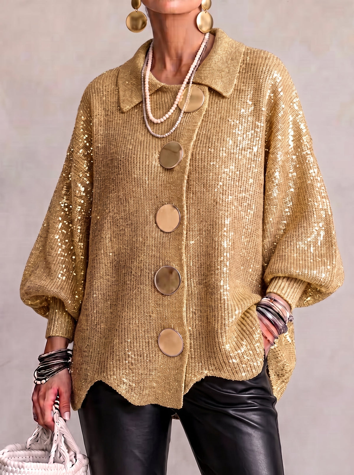 Karina | Oversize-Strickjacke mit Kragen und Knöpfen