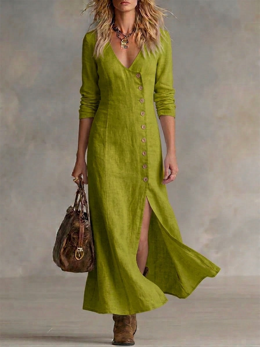 Doris™ – Maxi-Kleid mit durchgehender Knopfleiste