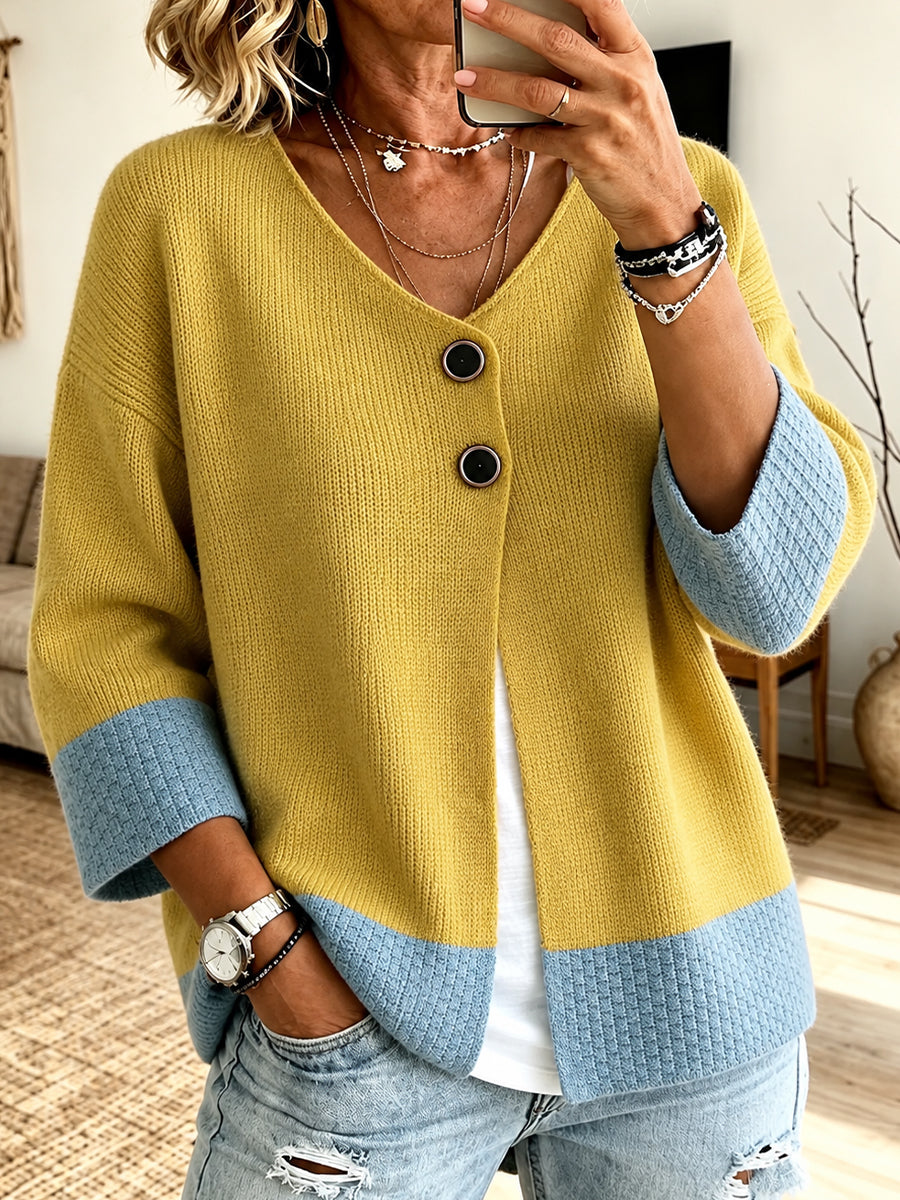 Jennifer™ | Farveblokstrikket cardigan